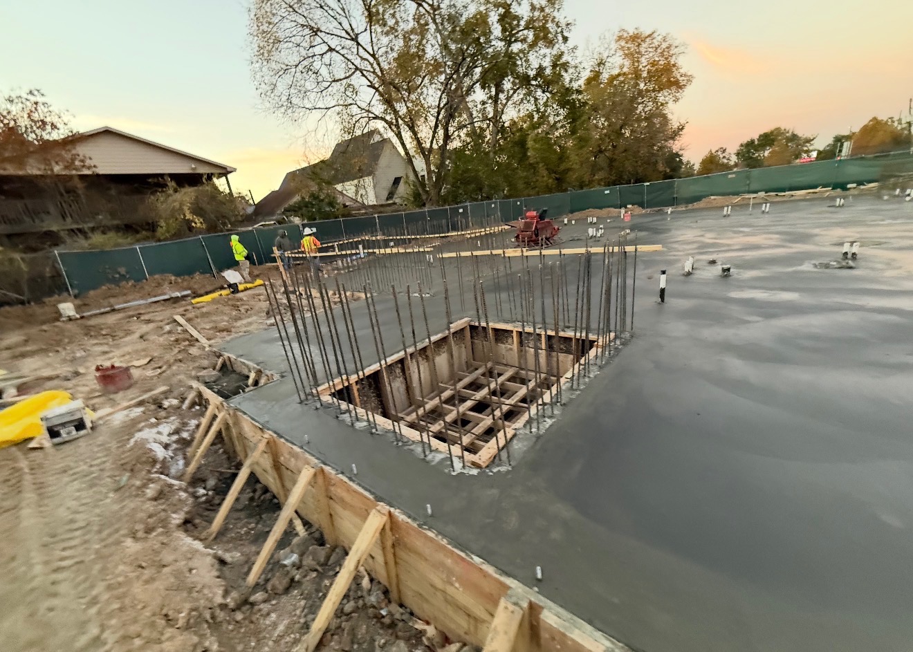 Large commercial concrete slab and foundation